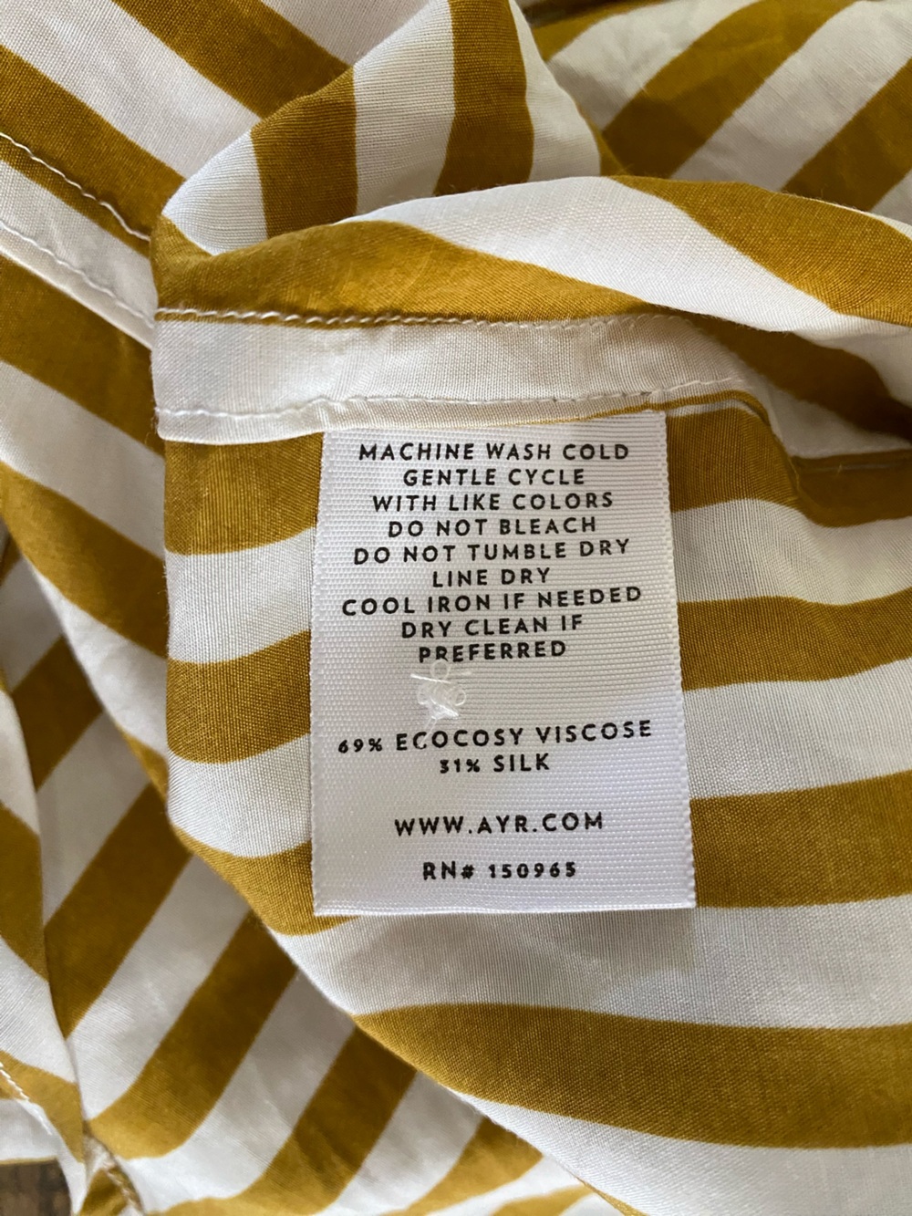AYR Yellow and White Striped Button Down Shirt, Large - Picture 4 of 5